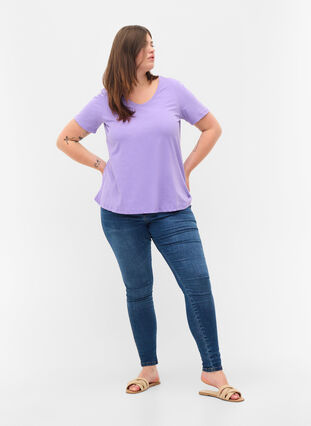 Podstawowa, gladka bawelniana koszulka, Paisley Purple, Model image number 2
