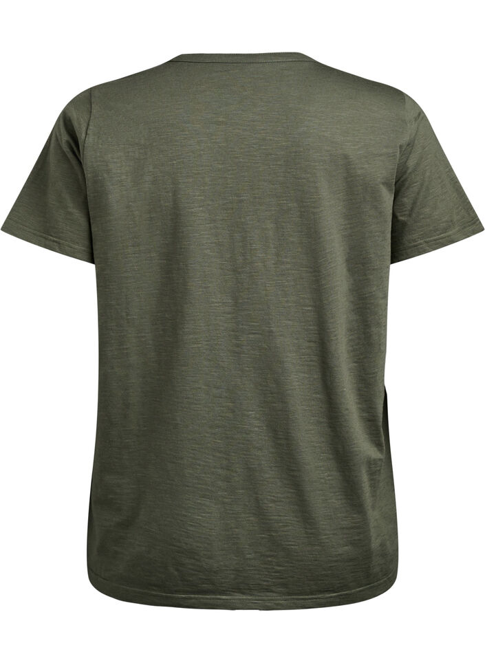 T-shirt z guzikami, Zielony, Packshot image number 1