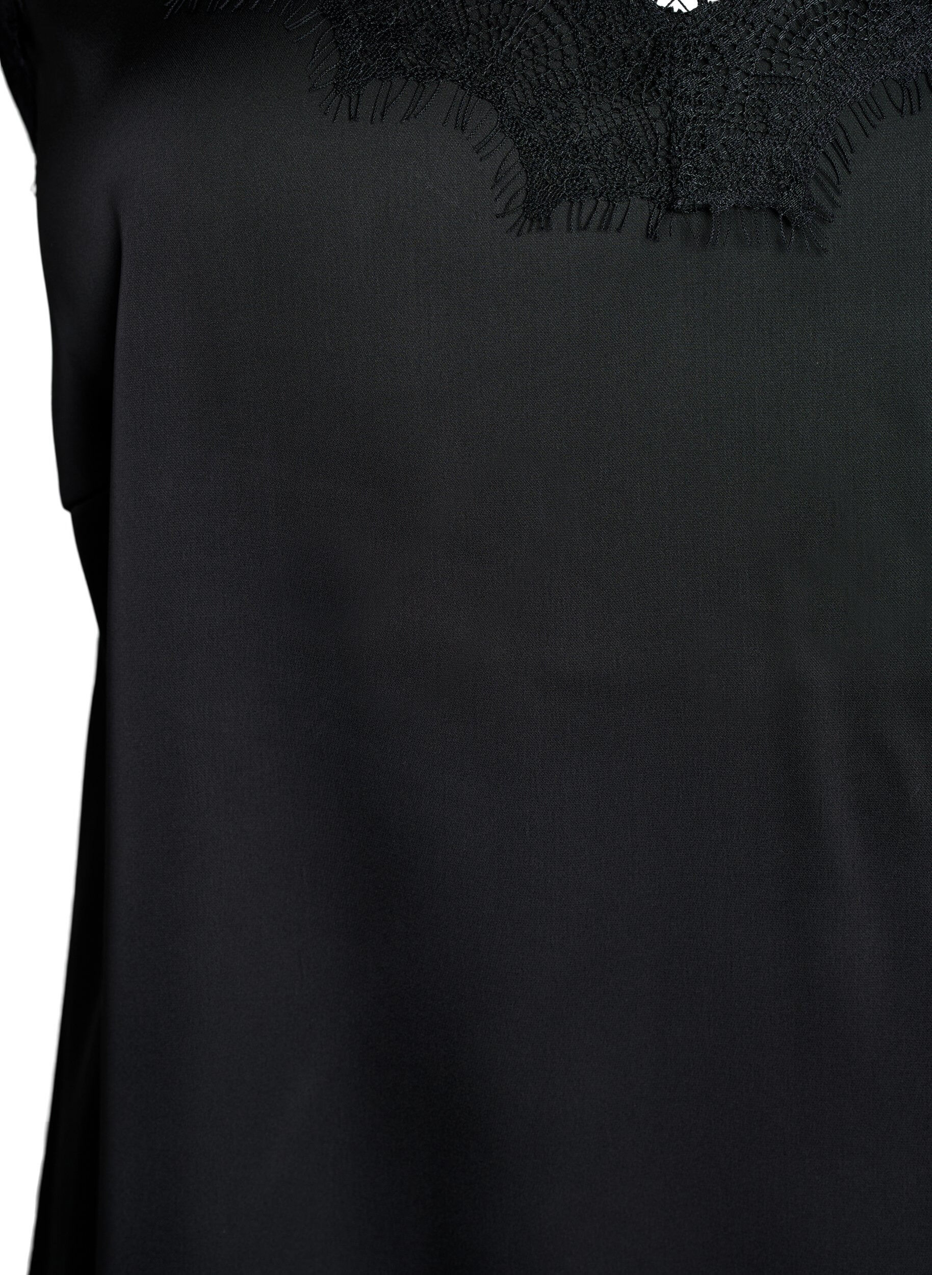 Zizzi Bluzka z satynowym pasem i koronka, Czarne, Packshot image number 2