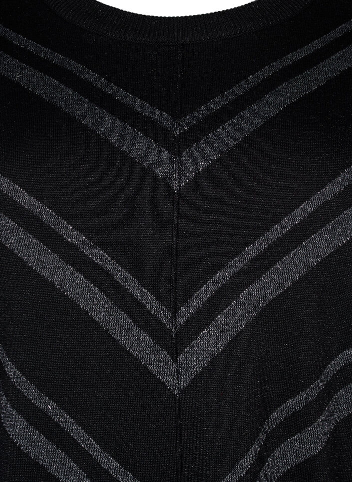 Blyszczacy, dzianinowy sweter z okraglym dekoltem, Black w.S.L.Stripes, Packshot image number 2