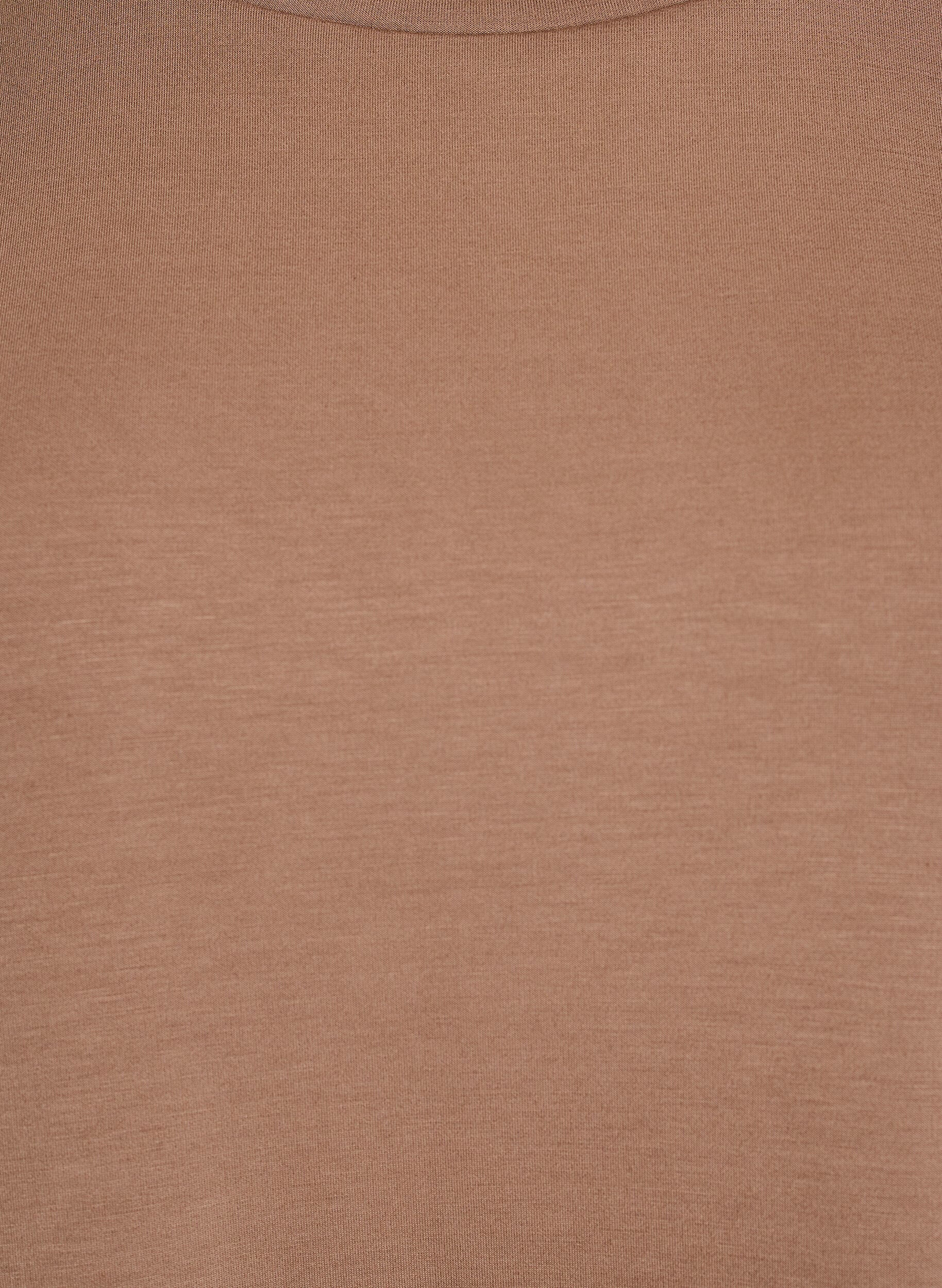 Zizzi Kr&oacute;tka luzna koszulka z mieszanki material&oacute;w z modalem, Brązowy, Packshot image number 2