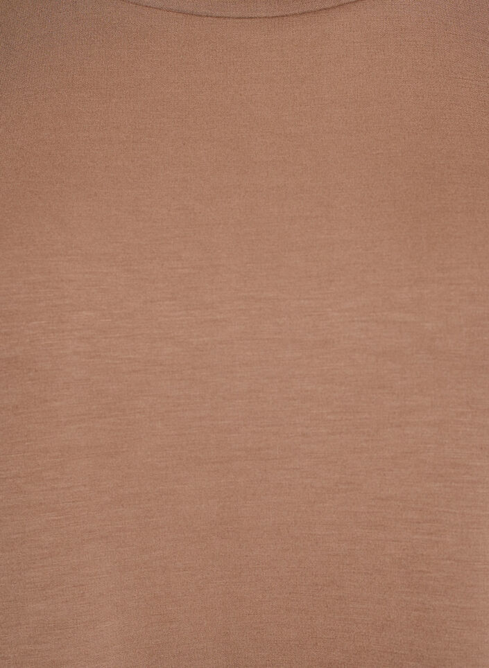 Krótka luzna koszulka z mieszanki materialów z modalem, Brązowy, Packshot image number 2