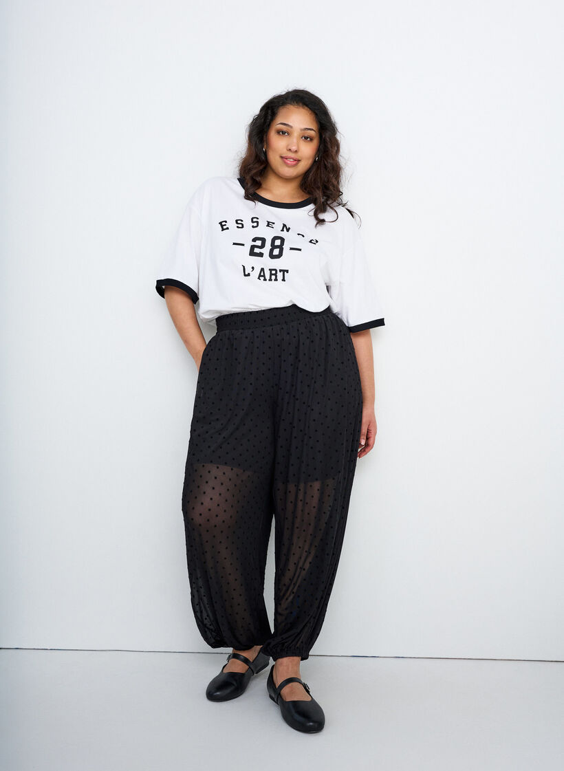 Koszulka bawelniana z nadrukiem tekstowym i krojem boxy, Biały, Image image number 0