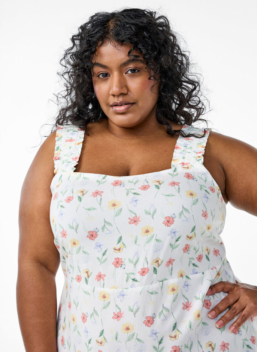 FLASH - Letnia sukienka na szerokich ramiaczkach, Biały, Model image number 2