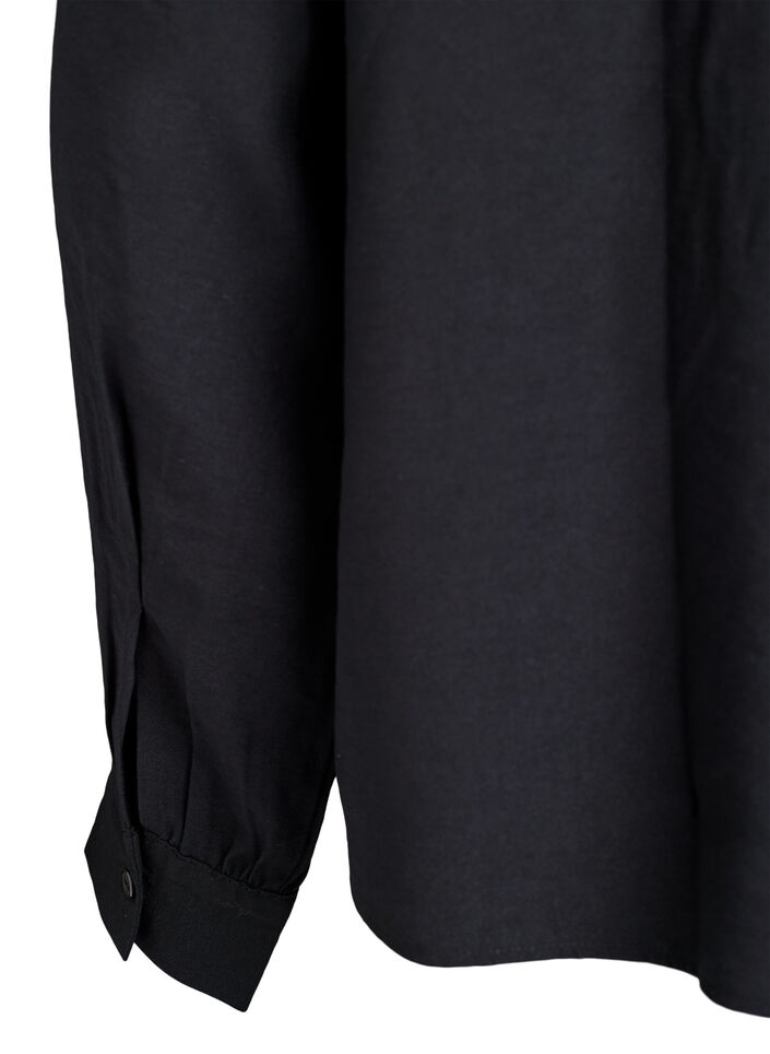 Bluzka koszula z ozdobnym zapieciem na guzik z tylu, Czarne, Packshot image number 3