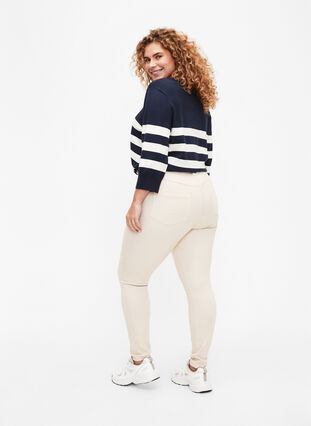 Bardzo waskie jeansy Amy z wysokim stanem, Oatmeal, Model image number 1