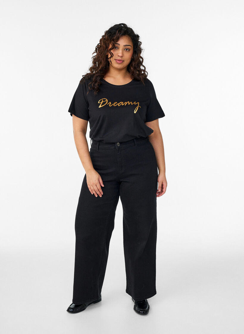 Koszulka z nadrukiem, Czarne, Model image number 1