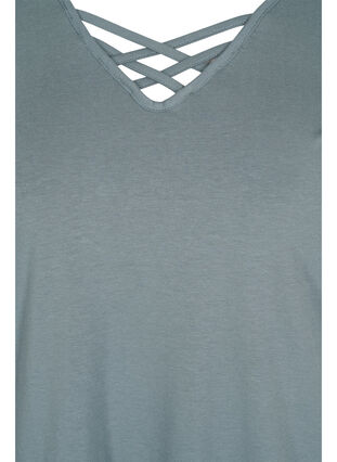 T-shirt z krótkim rekawem i dekoltem w szpic, Balsam Green, Packshot image number 2