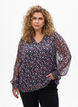 Bluzka z kwiatowym nadrukiem i brokatowa nicia, Niebieskie, Model image number 0