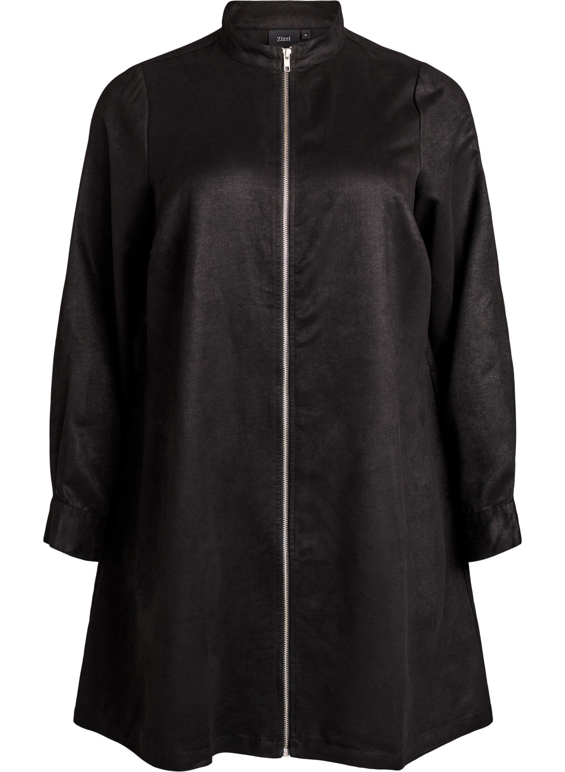 Dluga koszula z imitacji zamszu z zamkiem