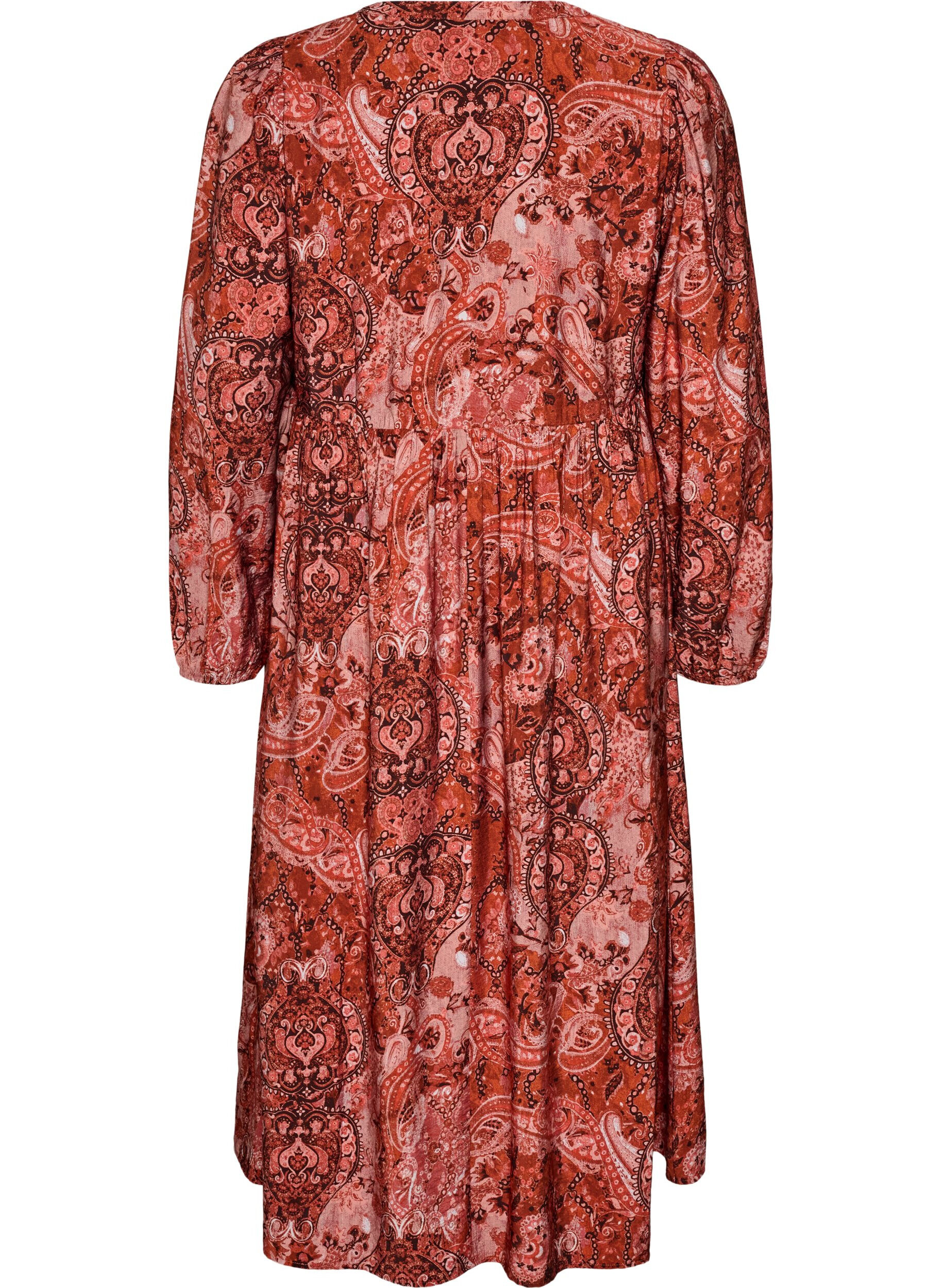 ZizziWiskozowa sukienka midi we wz&oacute;r paisley, Pomarańczowy, Packshot image number 1