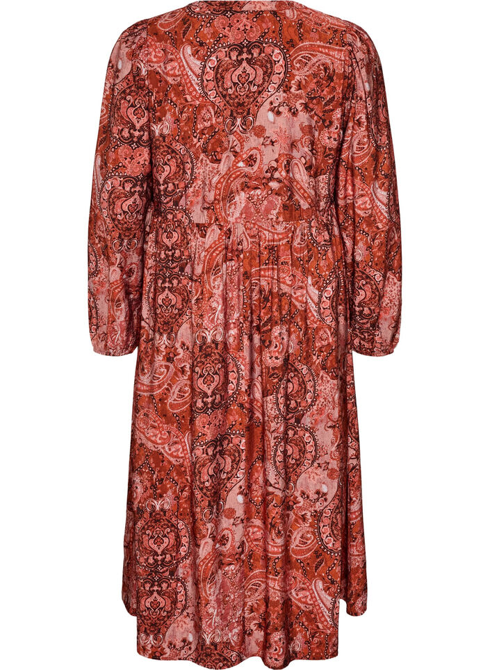 Wiskozowa sukienka midi we wz&oacute;r paisley, Pomarańczowy, Packshot image number 1