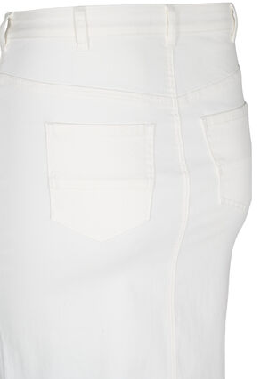 Dzinsowa spódnica midi z rozcieciami, White, Packshot image number 3