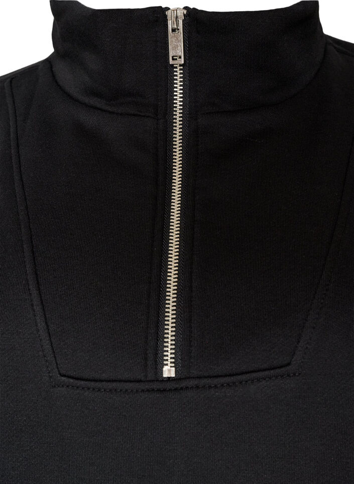 Bluza z wysokim kolnierzem i zamkiem, Czarne, Packshot image number 2