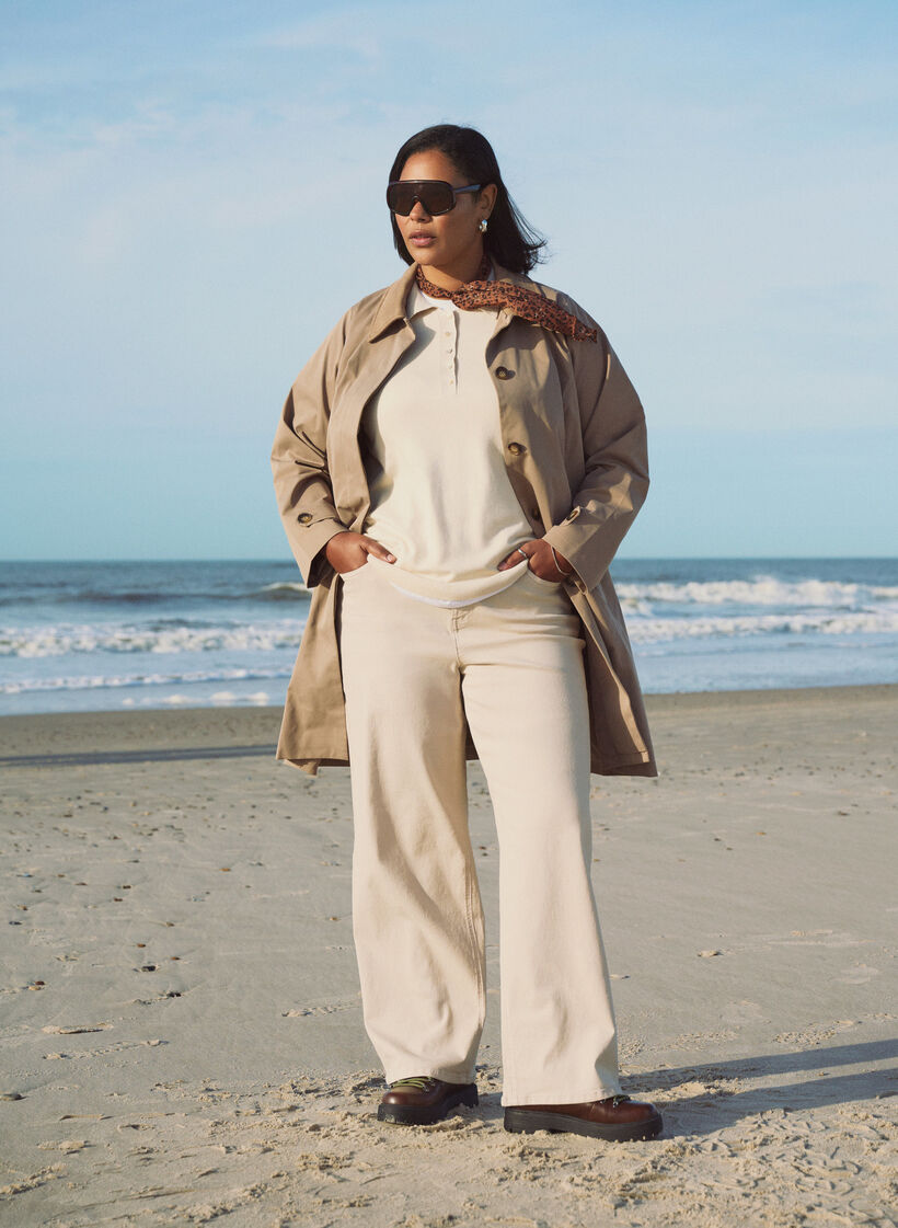 Kurtka wiosenna z kolnierzem ze zamszu i ukrytym zapieciem na guziki, Beżowy, Image image number 0