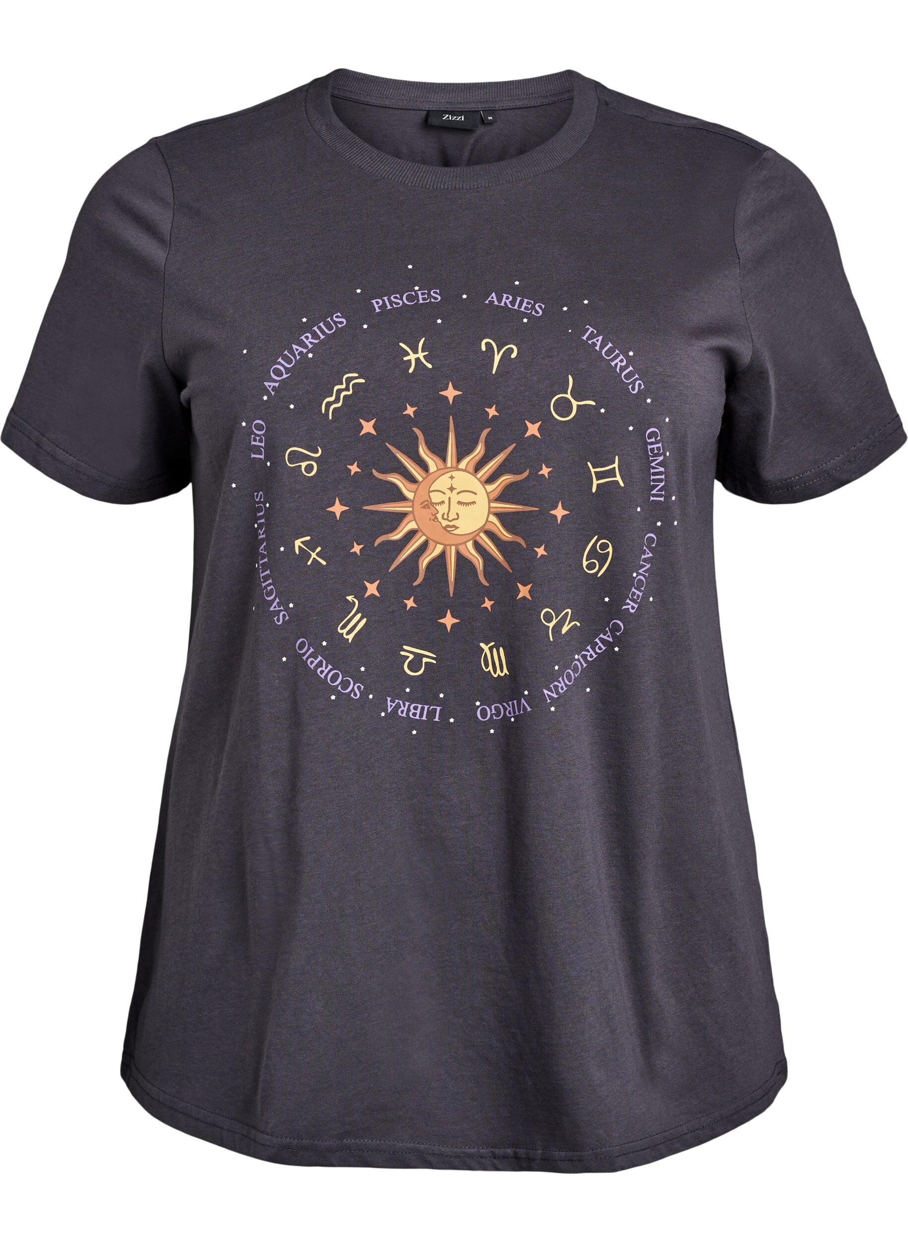 Zizzi Koszulka bawelniana z nadrukiem z przodu, Ciemnoszary, Packshot image number 0