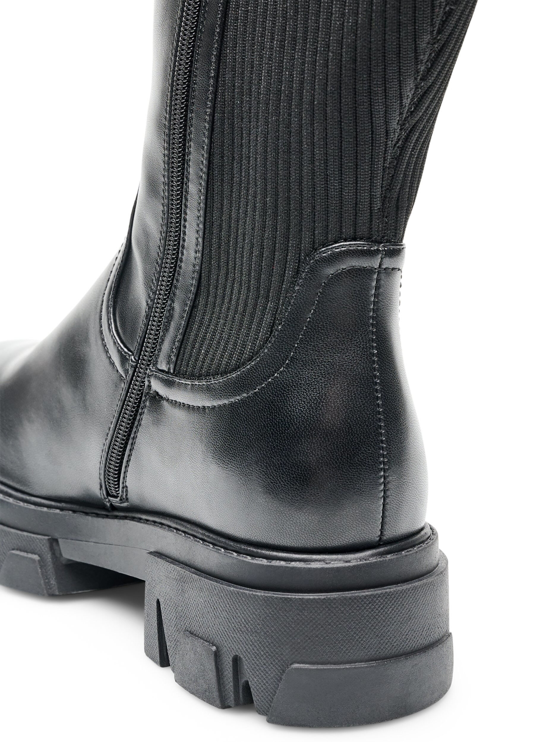 ZizziDlugie buty z zeberkowymi wstawkami, Czarne, Packshot image number 4