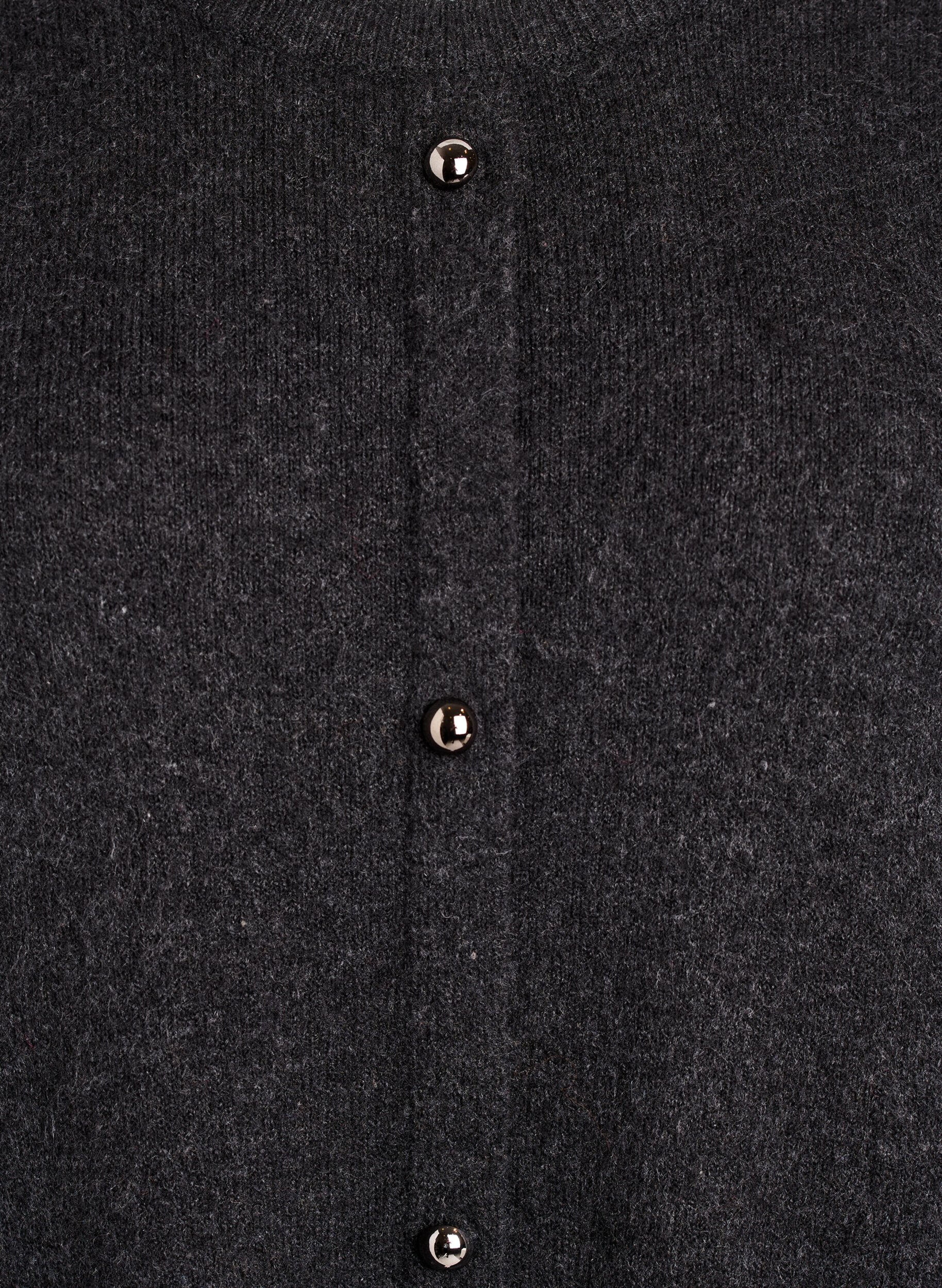 Zizzi Kr&oacute;tka, dzianinowa sukienka z kr&oacute;tkimi rekawami i guzikami w ksztalcie kulek, Ciemnoszary, Packshot image number 2