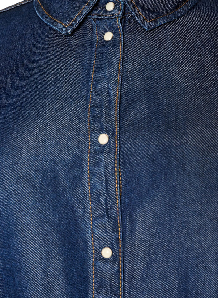 Koszula z denimu z lyocellu zapinana na zatrzaski, Niebieskie, Packshot image number 2