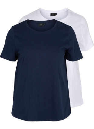 Podstawowa koszulka bawelniana 2-pack, Navy B/B White, Packshot image number 0