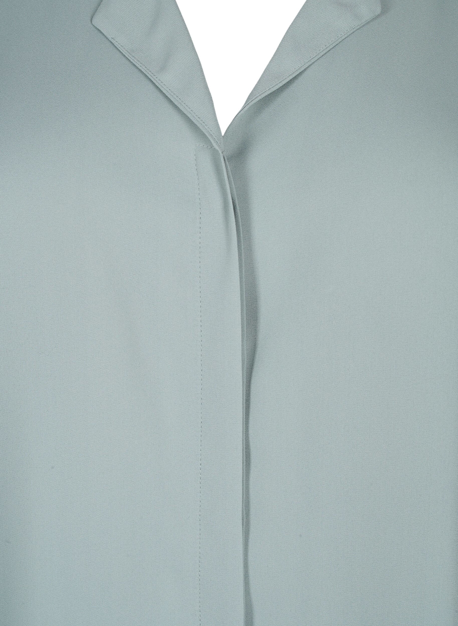 Zizzi Jednokolorowa koszula z dekoltem w szpic, Chinois Green, Packshot image number 2