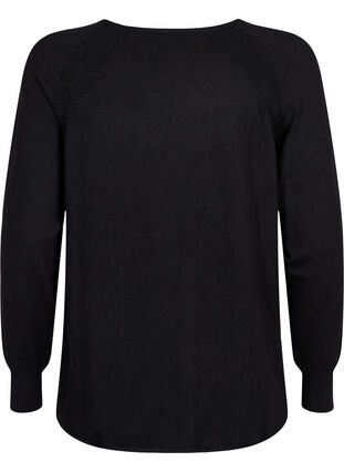 Dzianinowa bluzka z raglanowymi rekawami, Black, Packshot image number 1