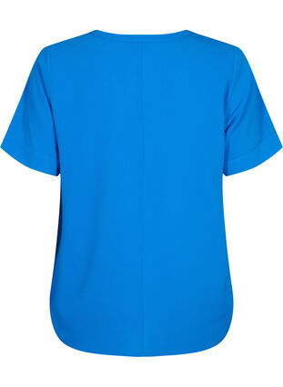 Bluzka z krótkim rekawem i dekoltem w serek, Victoria blue, Packshot image number 1