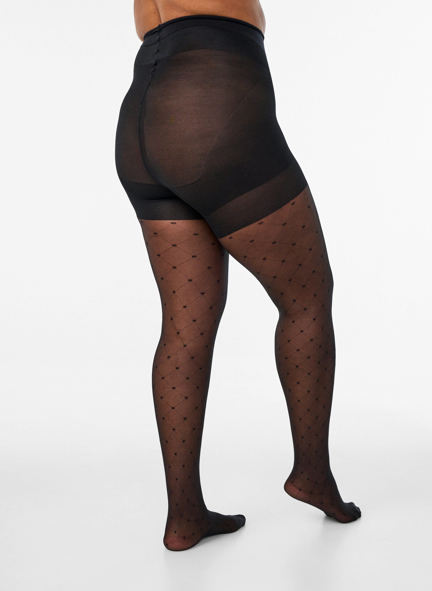 ZizziRajstopy push-up o gestosci 25 denier&oacute;w w kropkowanym wzorze, Czarne, Model image number 1
