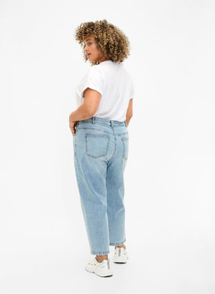 Skrócone jeansy Vera z podniszczonymi detalami, Blue Denim, Model image number 1
