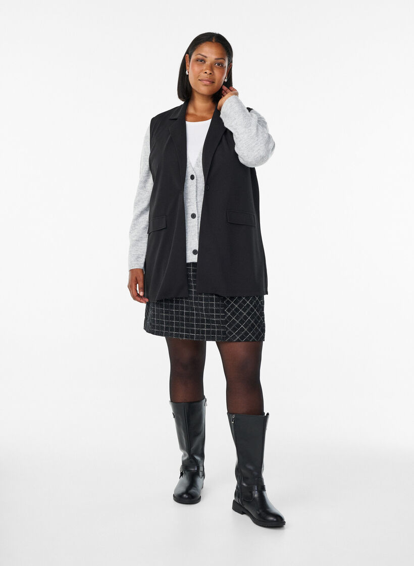 Blezer bez rekawów z klasycznymi klapkami, Czarne, Model image number 1