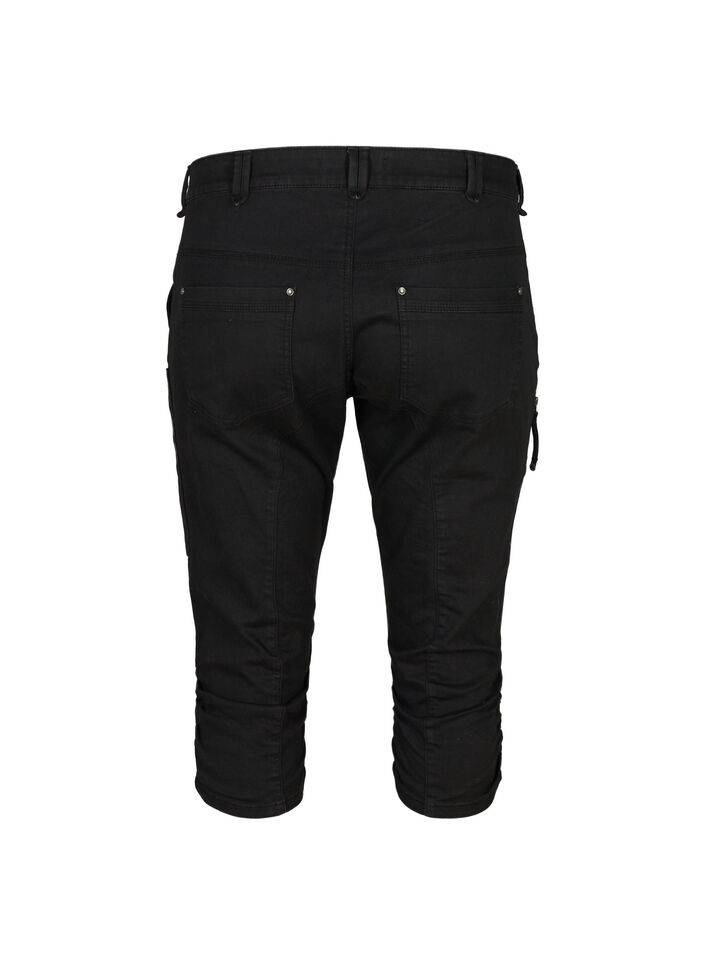 Jeansy capri o dopasowanym kroju z kieszeniami, Czarne, Packshot image number 1