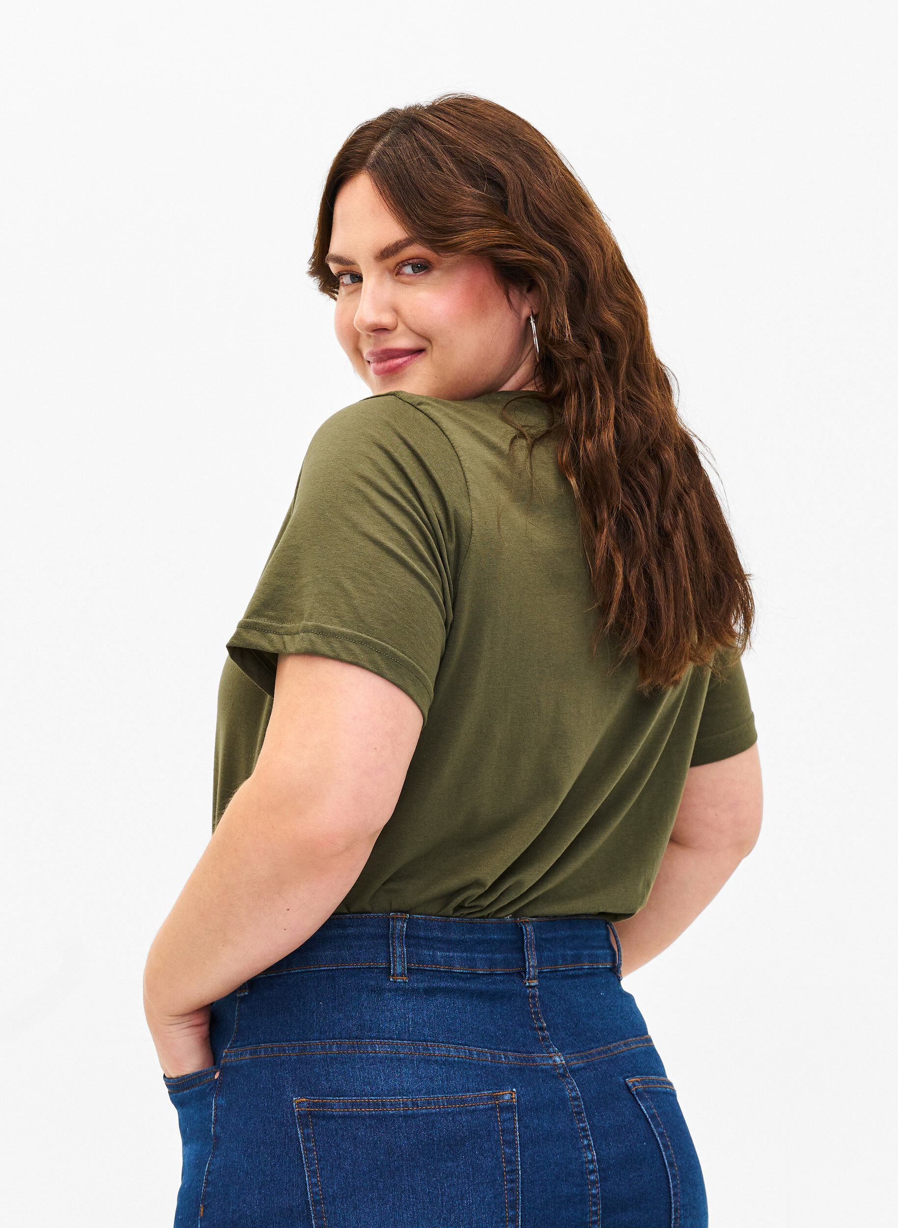 Zizzi Flash - koszulka z okraglym dekoltem, Olivie Night, Model image number 1