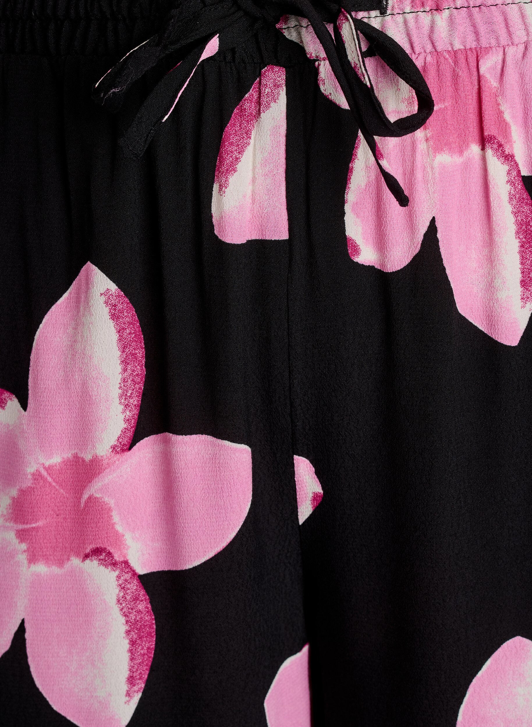 Zizzi Luzne spodnie z wiskozy z nadrukiem, Czarne, Packshot image number 2