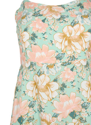 Marszczona wiskozowa sukienka w kwiaty, na ramiaczkach, Green Flower, Packshot image number 2