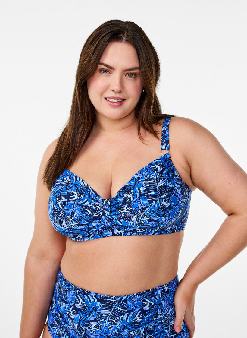 G&oacute;ra od bikini z fiszbinami i wzorem, Niebieskie, Model image number 0