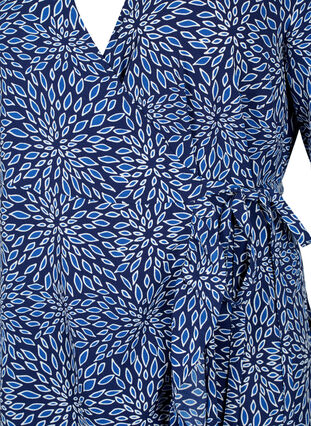 Kopertowa sukienka z nadrukiem i krótkim rekawem, M. Blue Graphic AOP, Packshot image number 2