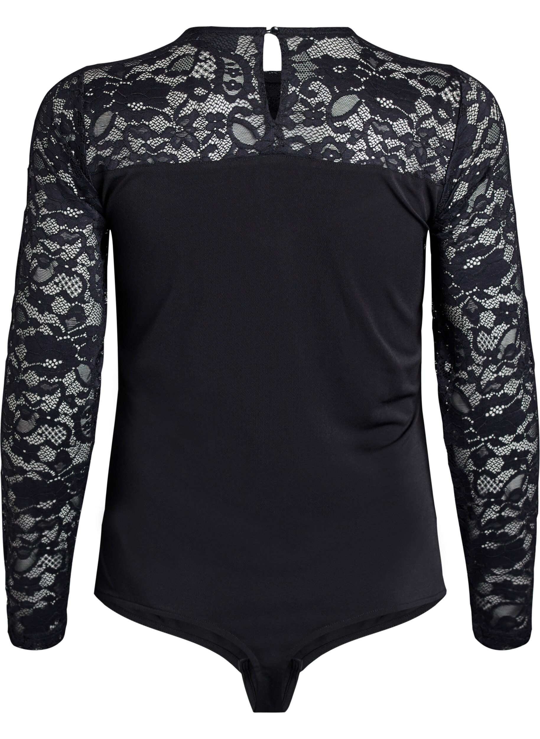 Zizzi Obcisle body z koronkowymi rekawami, Czarne, Packshot image number 1