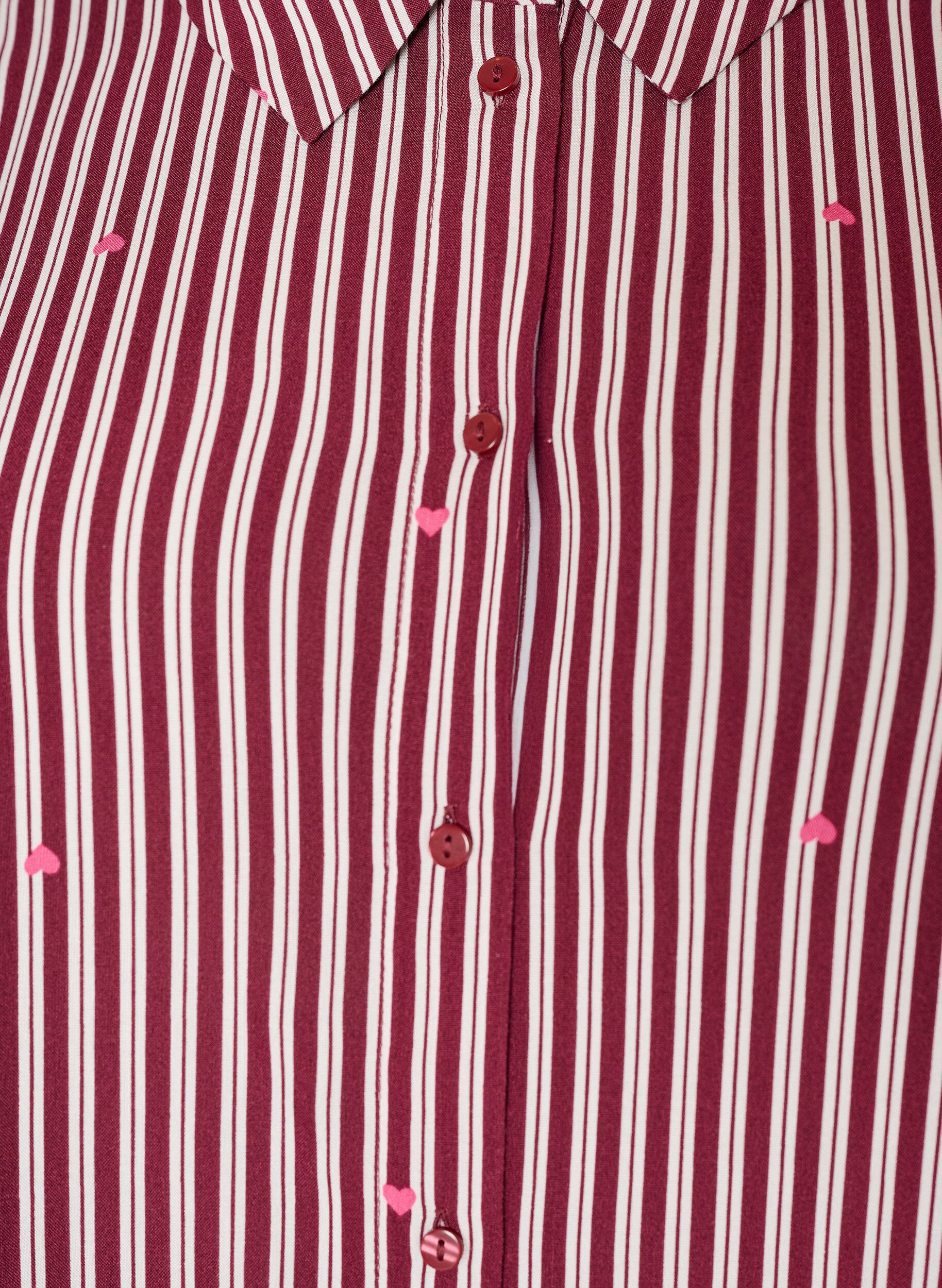 ZizziKoszulka nocna w paski i serduszka, Ciemnobordowy, Packshot image number 2