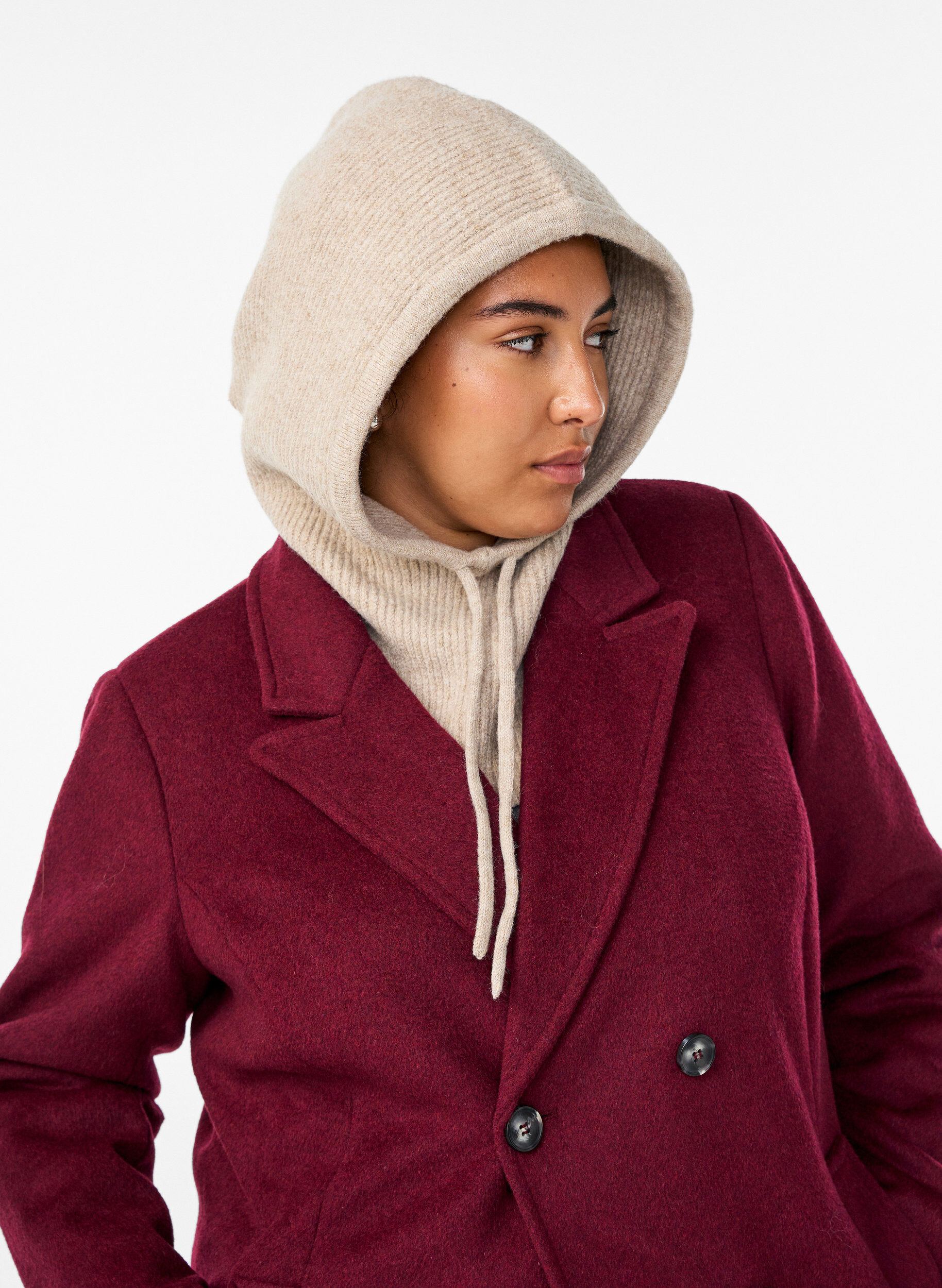 Zizzi Kominiarka z dzianiny ze sznurkami, Beżowy, Model image number 1