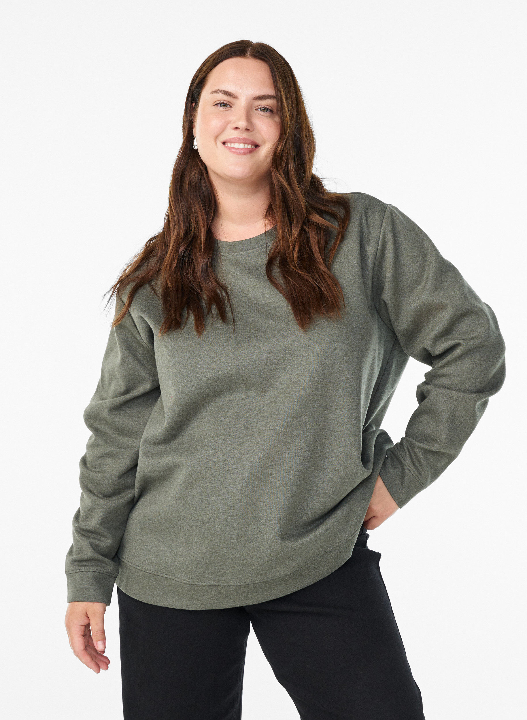 ZizziBluza z okraglym dekoltem, Zielony, Model image number 0