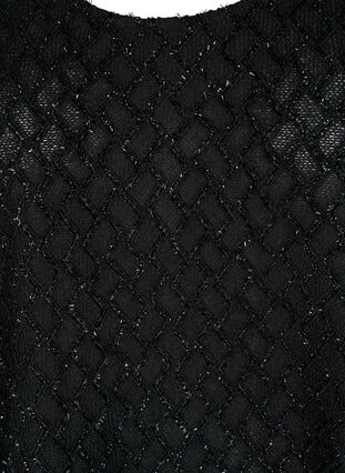 Wzorzysta bluzka z rekawami 3/4 i brokatem, Black, Packshot image number 2