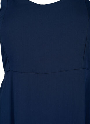 Jednokolorowa marszczona wiskozowa sukienka na ramiaczkach, Navy Blazer, Packshot image number 2