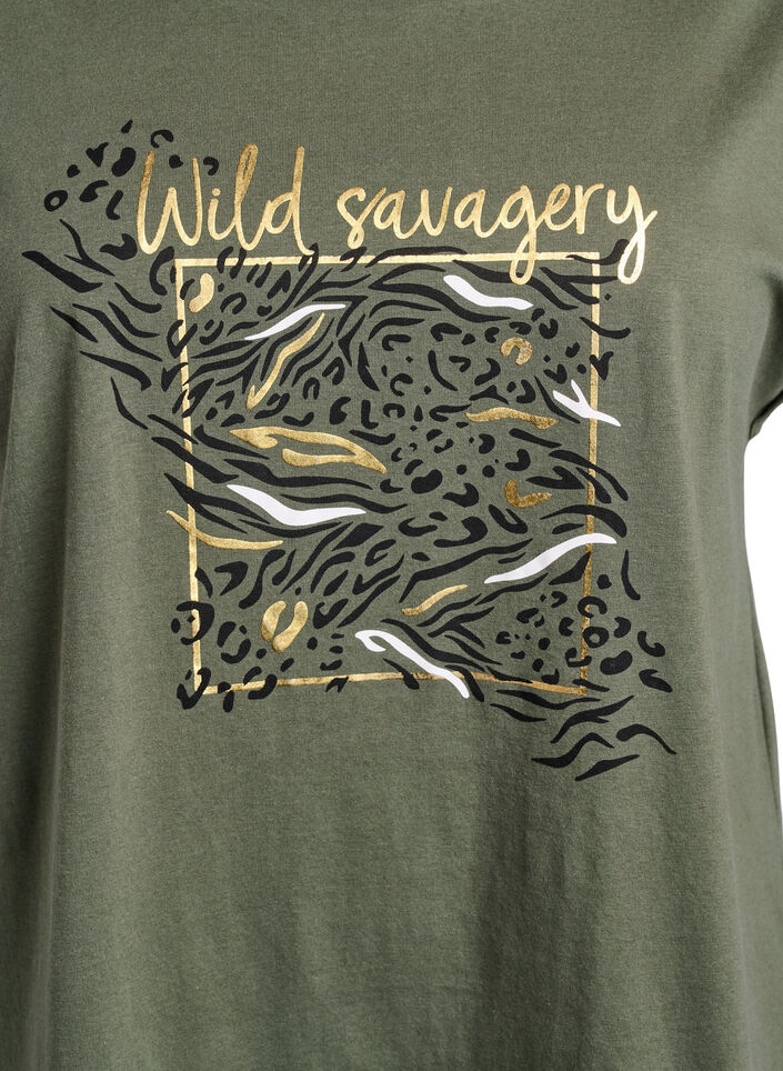 T-shirt z nadrukiem zwierzecia i tekstem, Thyme W. Wild, Packshot image number 2