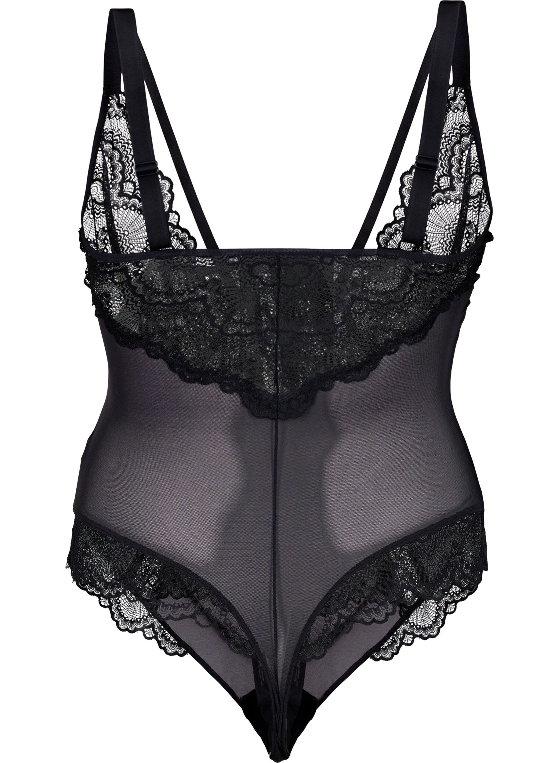 Zizzi Body in mesh and lace, Black, Packshot image number 1