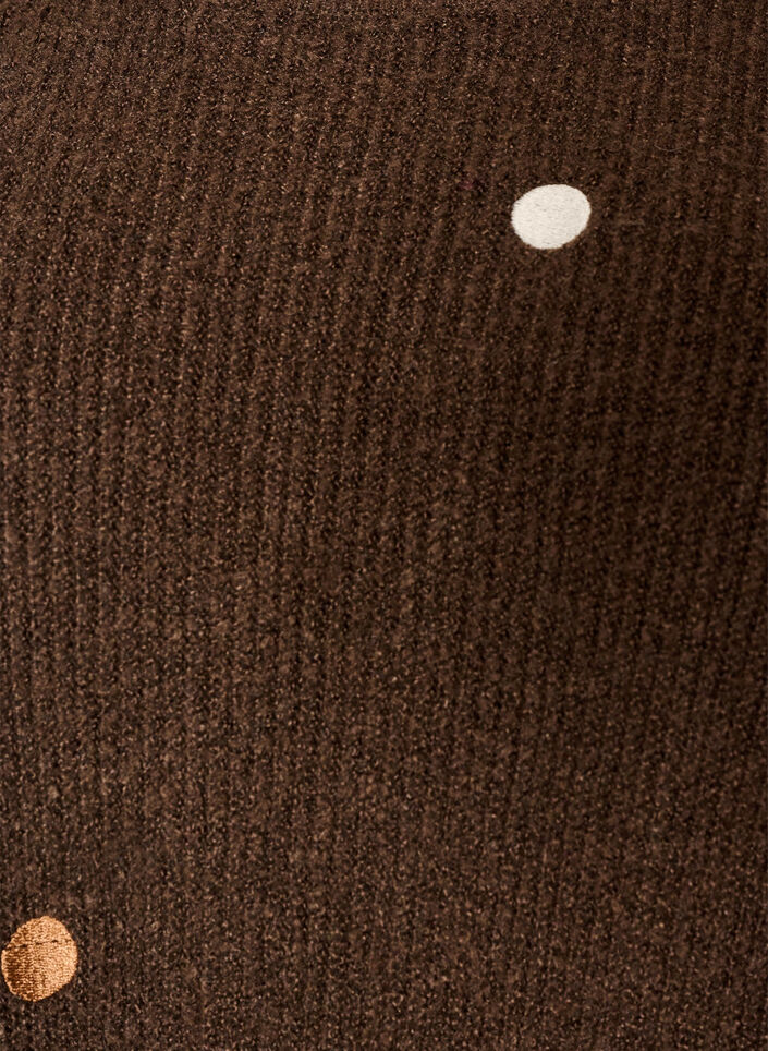 Dzianinowa bluzka z malymi haftowanymi motywami, Brązowy, Packshot image number 2
