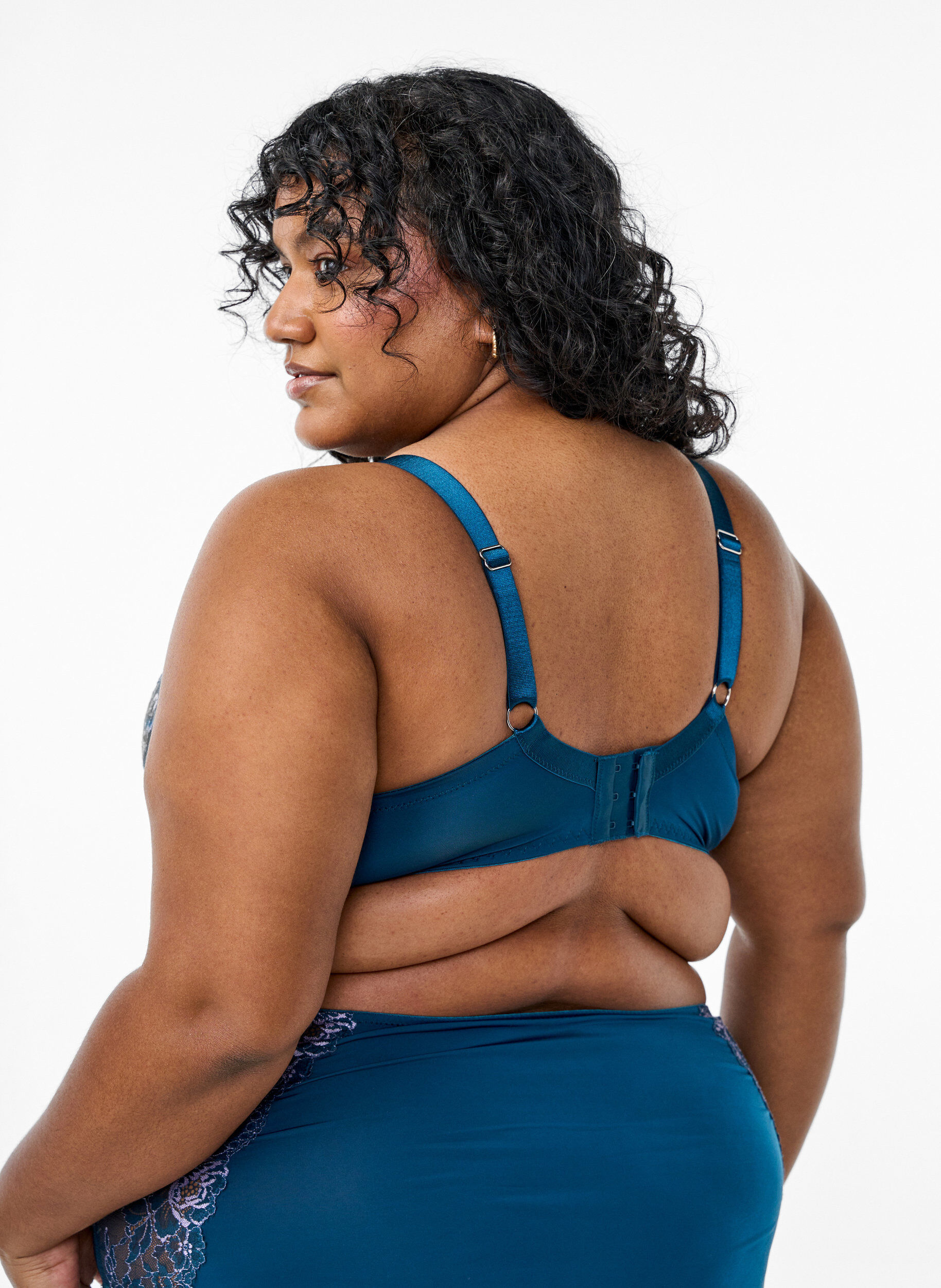 Zizzi Biustonosz z fiszbinami z koronka i wyscielanymi miseczkami, Niebieskie, Model image number 2