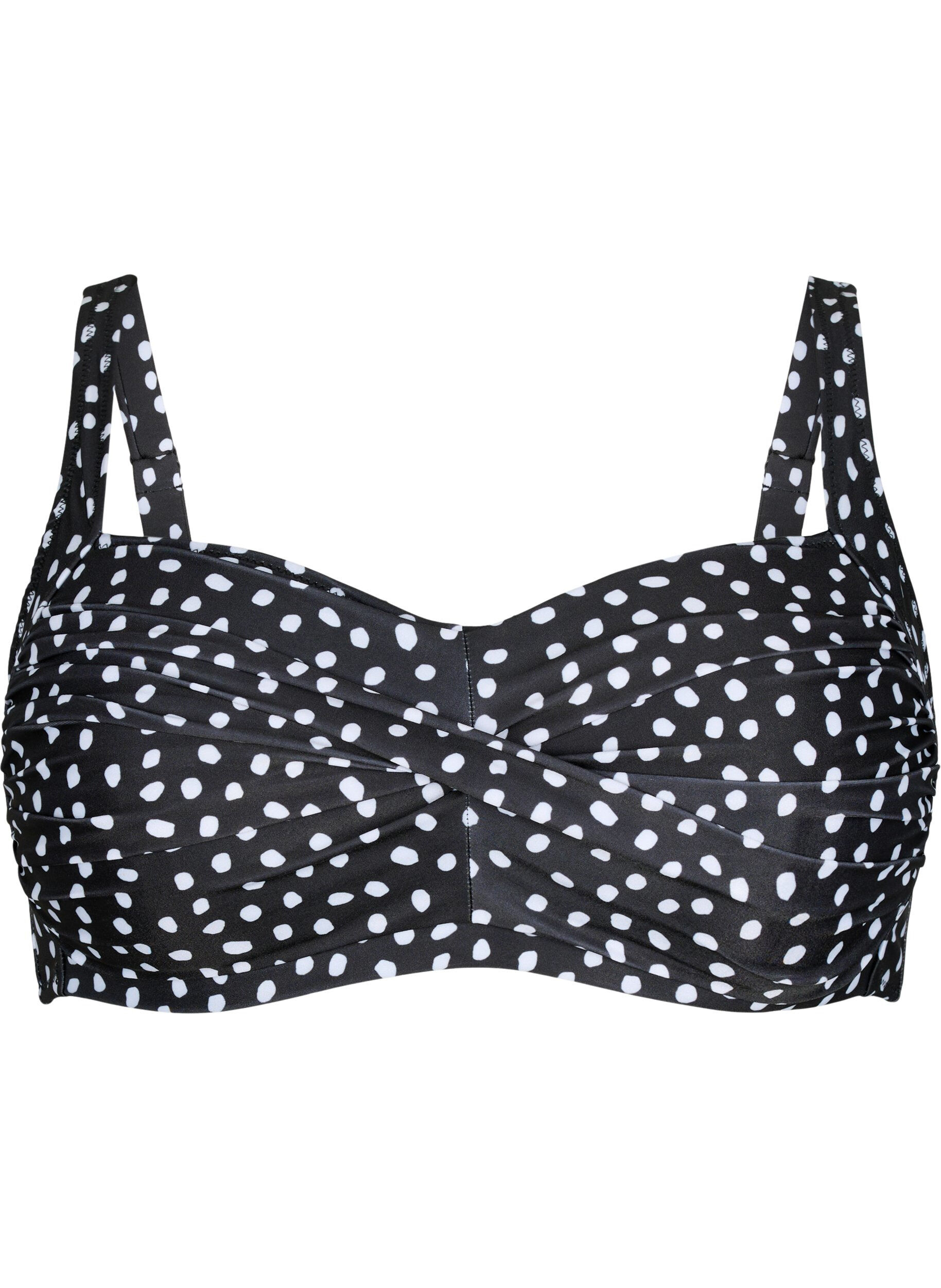 Zizzi G&oacute;ra od bikini z nadrukiem, Black White Dot, Packshot image number 0