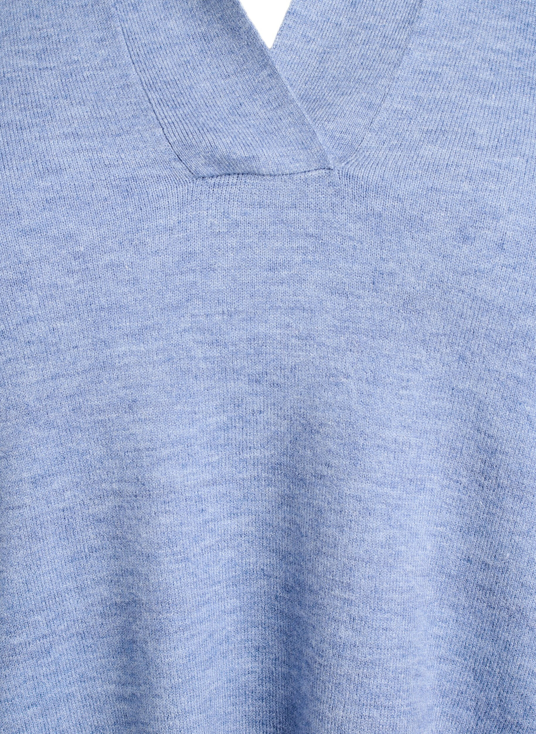 Zizzi Dzianinowa bluzka z kolnierzykiem i kr&oacute;tkimi rekawami, Niebieskie, Packshot image number 2