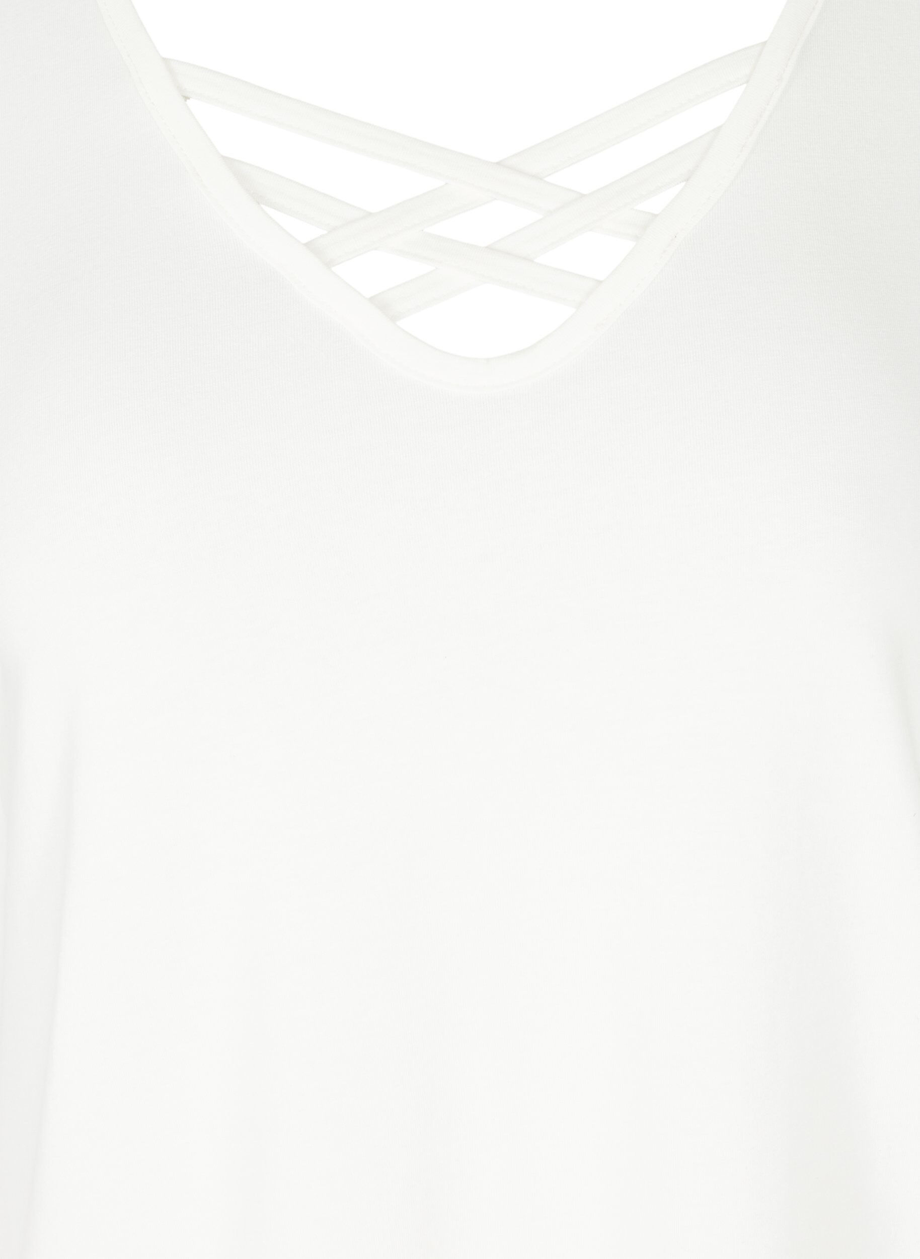 Zizzi T-shirt z kr&oacute;tkim rekawem i dekoltem w szpic, Warm Off-white, Packshot image number 2