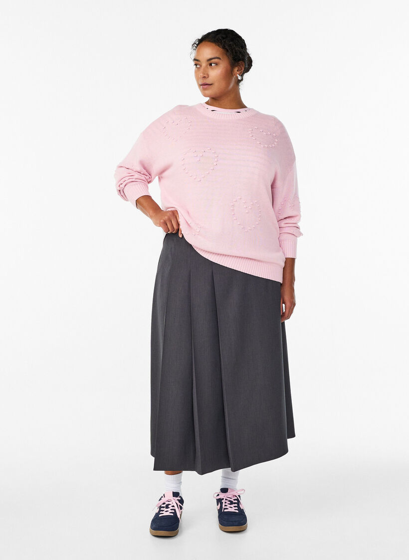 Spódniczka midi z szerokimi faldami, Ciemnoszary, Model image number 0